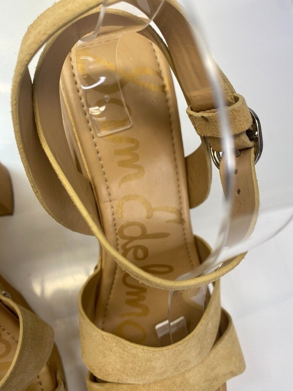 Sam Edelman Women's Leather Rosalind Strap Sesame Wooden Heel Sandal Sz 10 - Picture 4 of 11